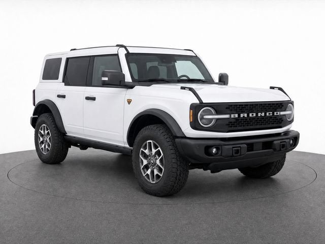 2025 Ford Bronco Badlands in White — front three-quarter view