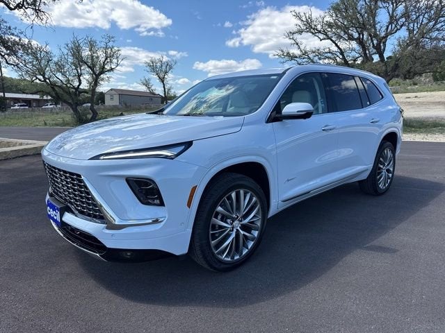 2026 Buick Enclave Avenir in Iridescent White Tricoat — front three-quarter view