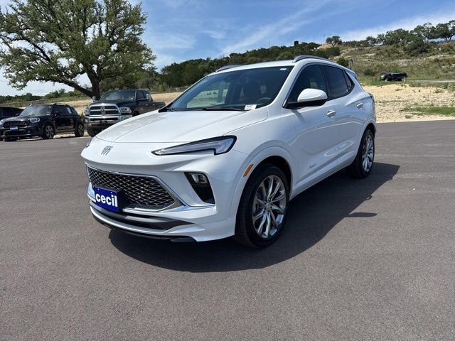 2026 Buick Encore GX Avenir in White Frost Tricoat — front three-quarter view